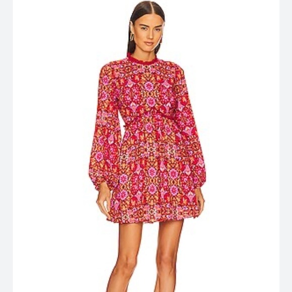 Amur Codi Floral Mini Dress 6 Rosewood Kaleidoscope Red Pink Floral NEW! - Picture 1 of 11
